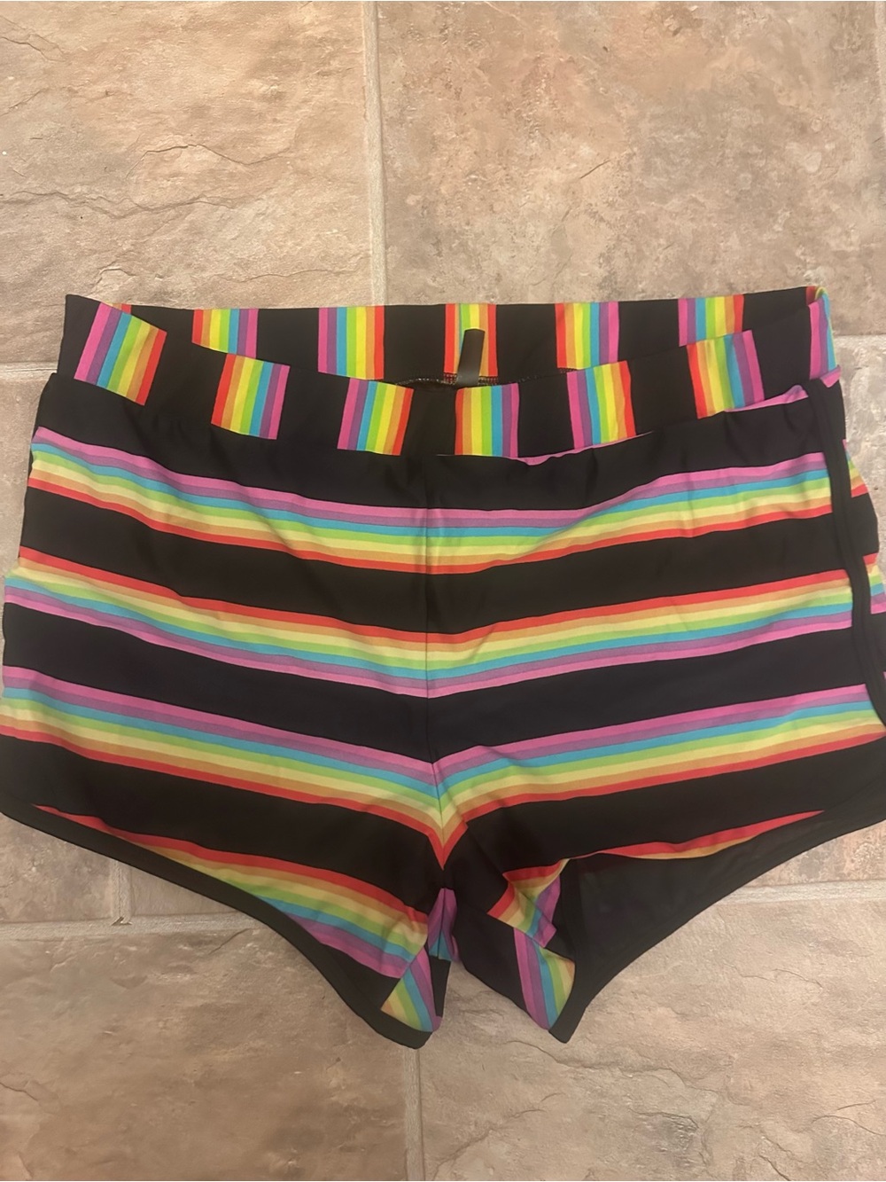 torrid 2x Black Rainbow Stripe Swim Shorts